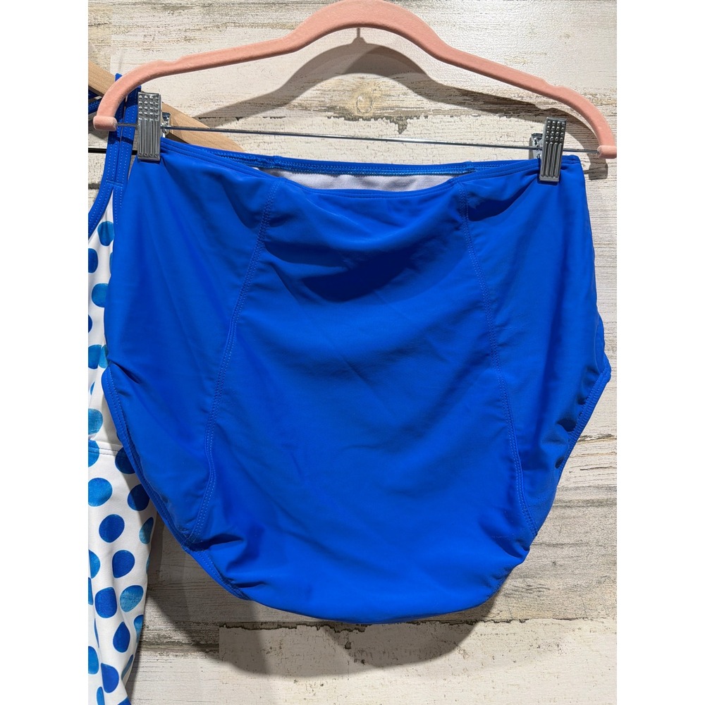 Lime Ricki Blue Polka Dot Tankini with Solid Royal Blue Bottoms - Picture 4 of 7